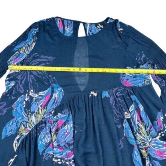 Free People | Blue Floral Tunic Top Sz S - Picture 10 of 14